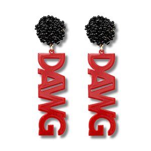 UGA DAWG Bead Acrylic Football Team Word Earrings
